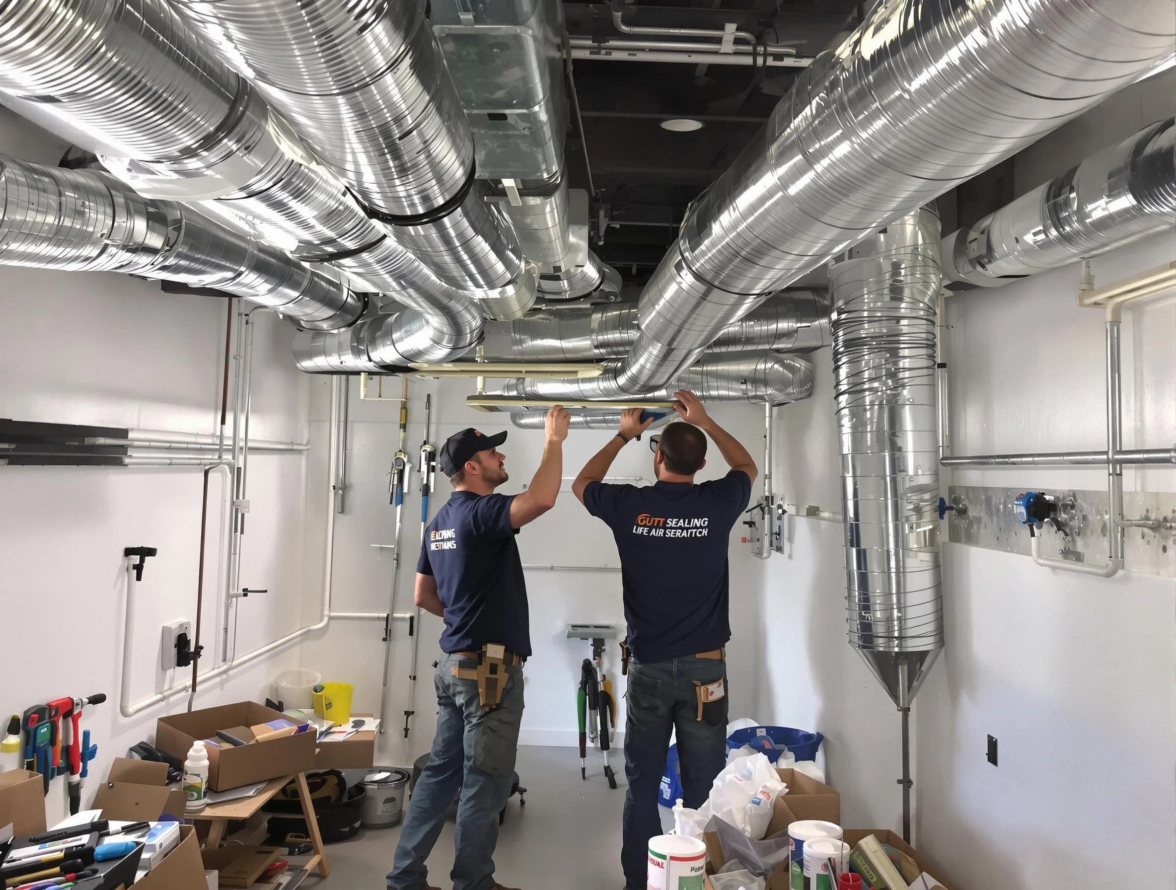Tyrone Air Duct Cleaning technician applying professional duct sealing solutions in Tyrone