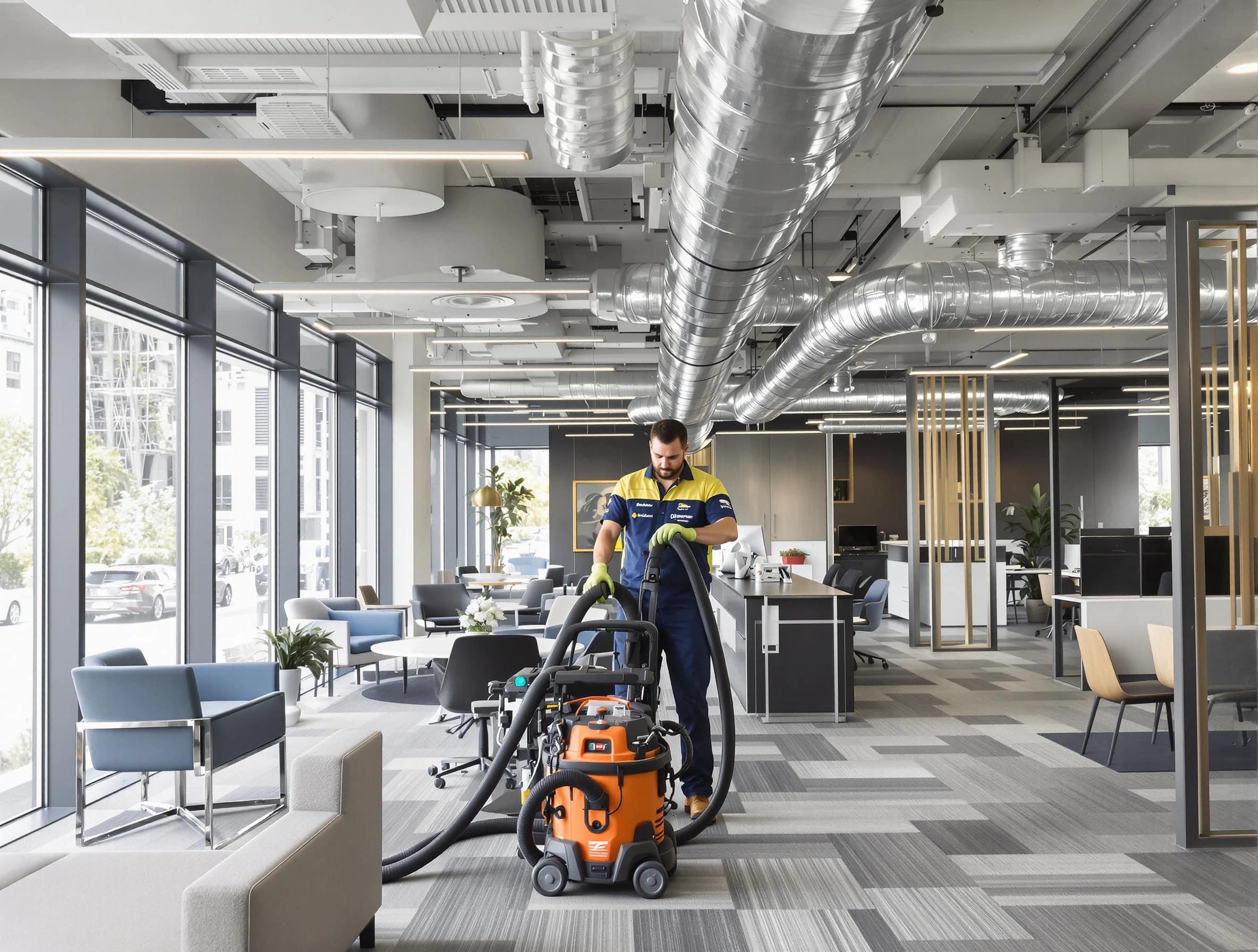 Tyrone Air Duct Cleaning team performing thorough commercial duct cleaning at a Tyrone business center