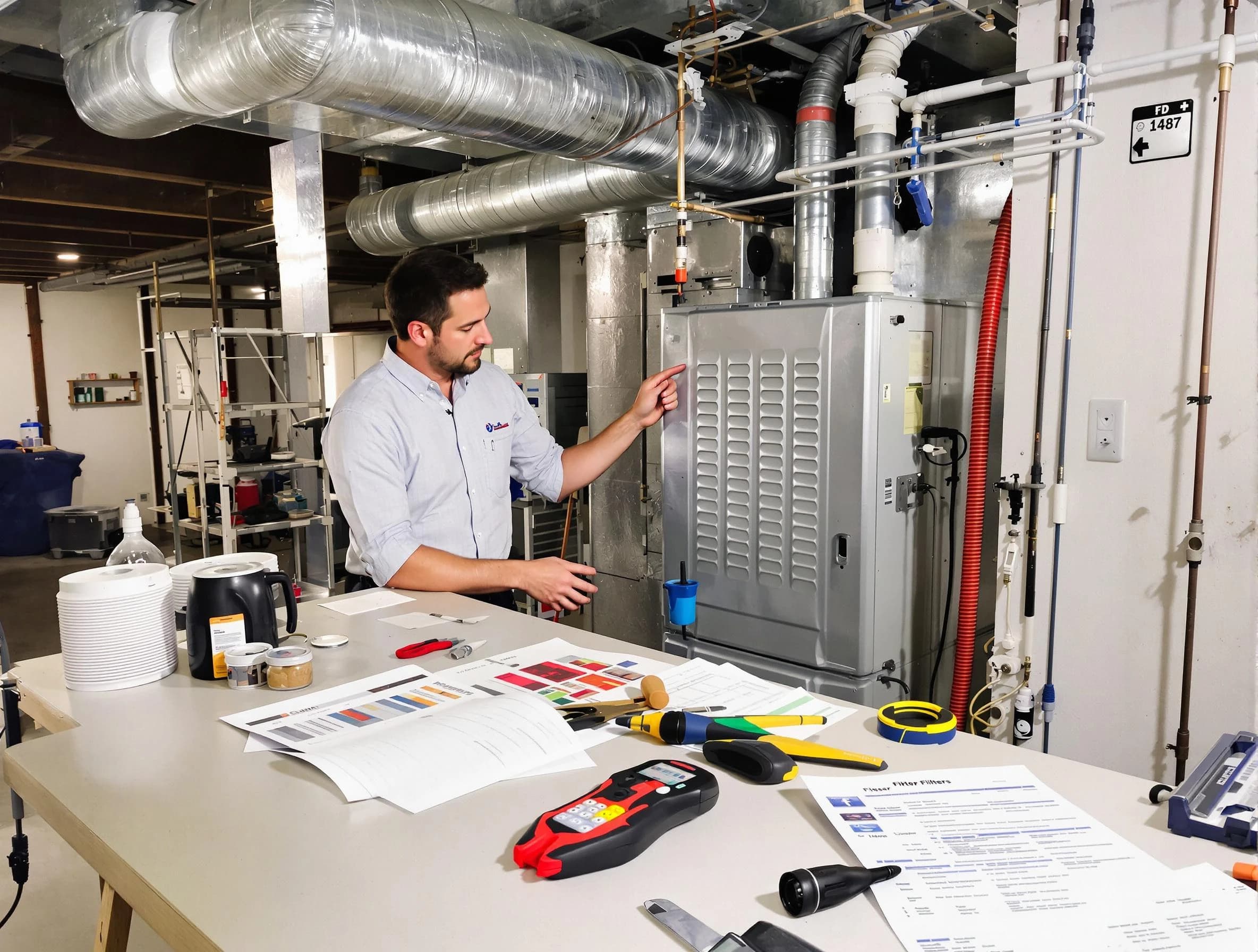 Tyrone Air Duct Cleaning inspector conducting detailed filter system evaluation using professional diagnostic tools in Tyrone