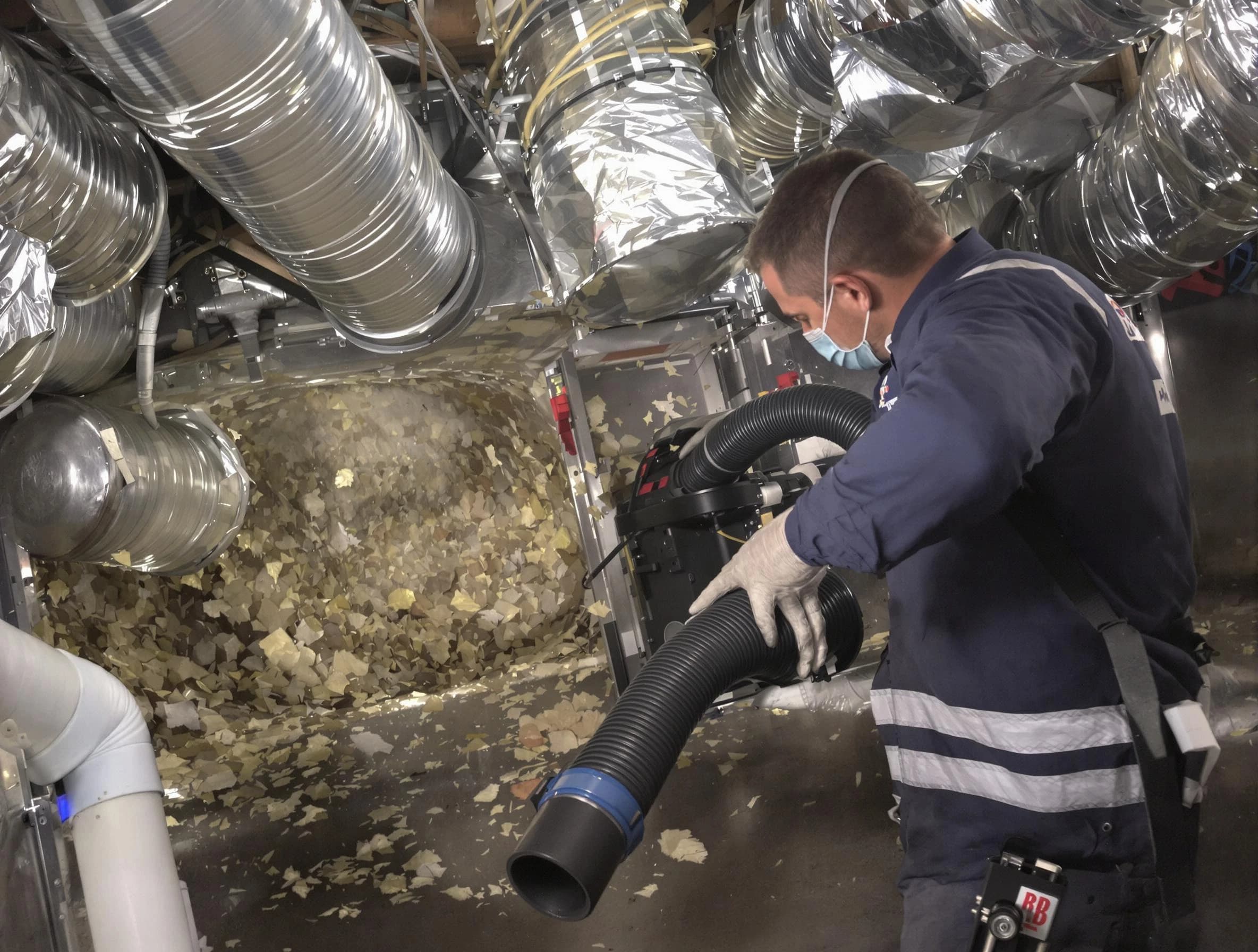 Tyrone Air Duct Cleaning specialist operating negative pressure cleaning equipment for thorough duct maintenance in Tyrone
